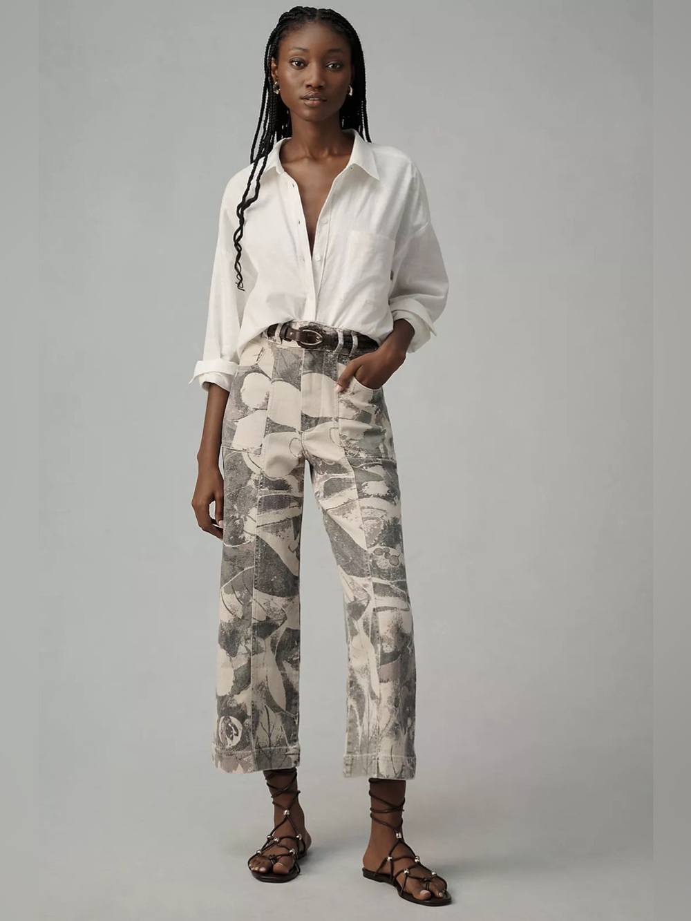 The Skipper Seamed High-Rise Crop Wide-Leg Pants by Pilcro: Camo Edition - Picture 1 of 16